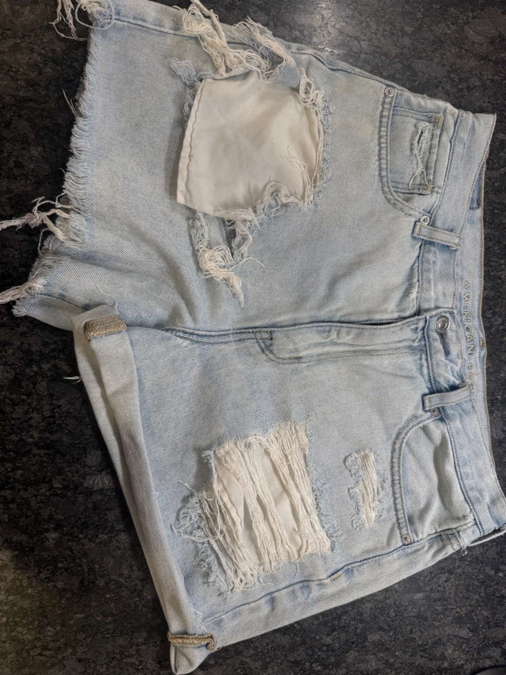 American Eagle Outfitters Light Blue High Waisted Denim Mom Short Size 8